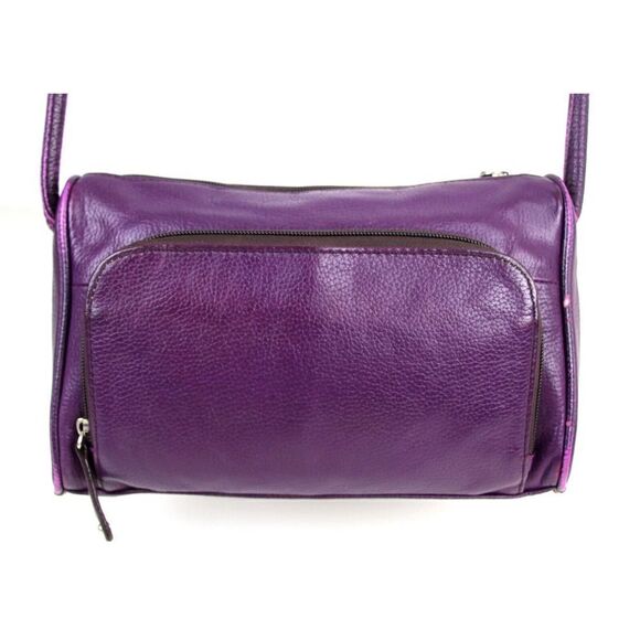 Tignanello PURPLE GENUINE LEATHER FLAP CROSSBODY ORGANIZER SHOULDER BAG HANDBAG - Picture 5 of 16